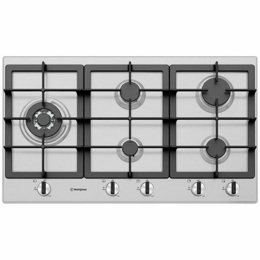 Westinghouse 90cm 5 Burner Natural Gas Cooktop - Stainless Steel WHG954SC