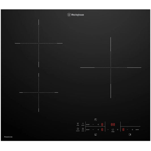 Westinghouse 60cm 3 Zone PowerLite Induction Cooktop WHI632BE