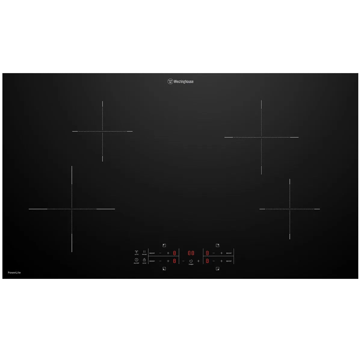 Westinghouse 90cm 4 Zone PowerLite Induction Cooktop WHI942BE