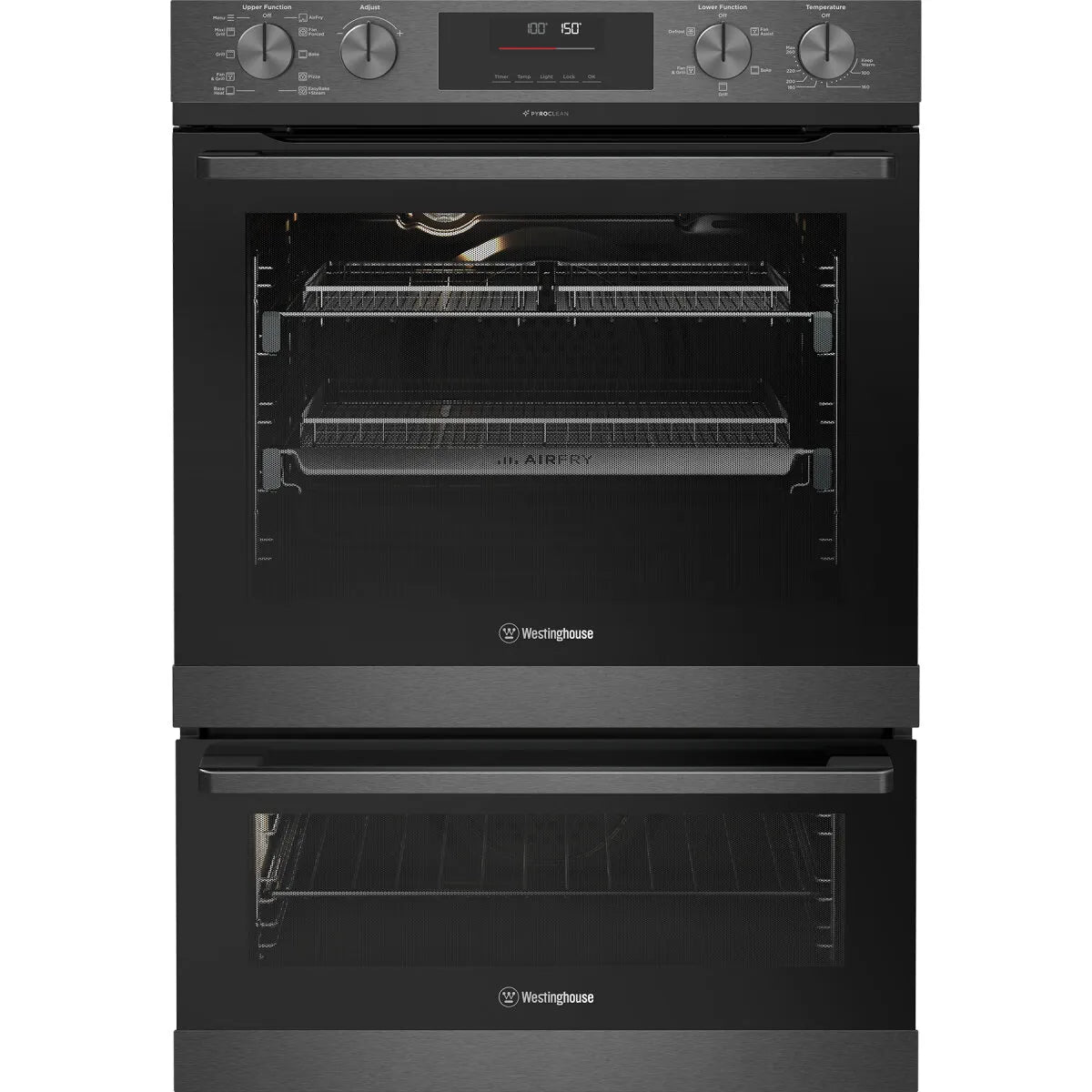 Westinghouse 60cm Multi-Function Pyrolytic Double Oven and SteamBake - Dark Stainless Steel WVEP6727DD