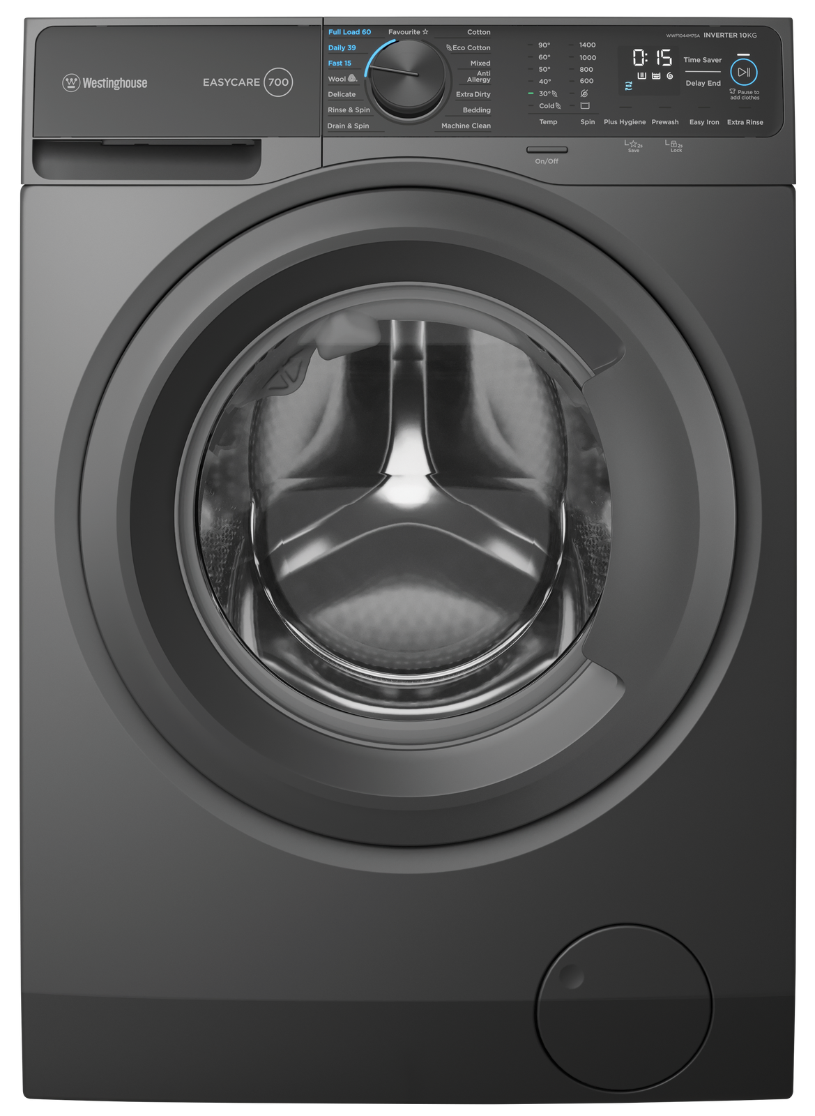 Westinghouse 10kg EasyCare 700 Front Load Washing Machine - Metallic Grey WWF1044M7SA