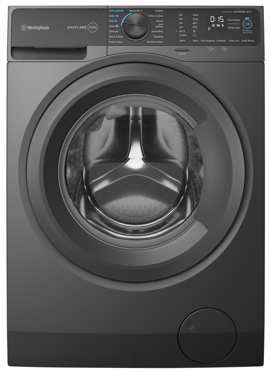 Westinghouse 10kg EasyCare 700 Front Load Washing Machine - Metallic Grey WWF1044M7SA