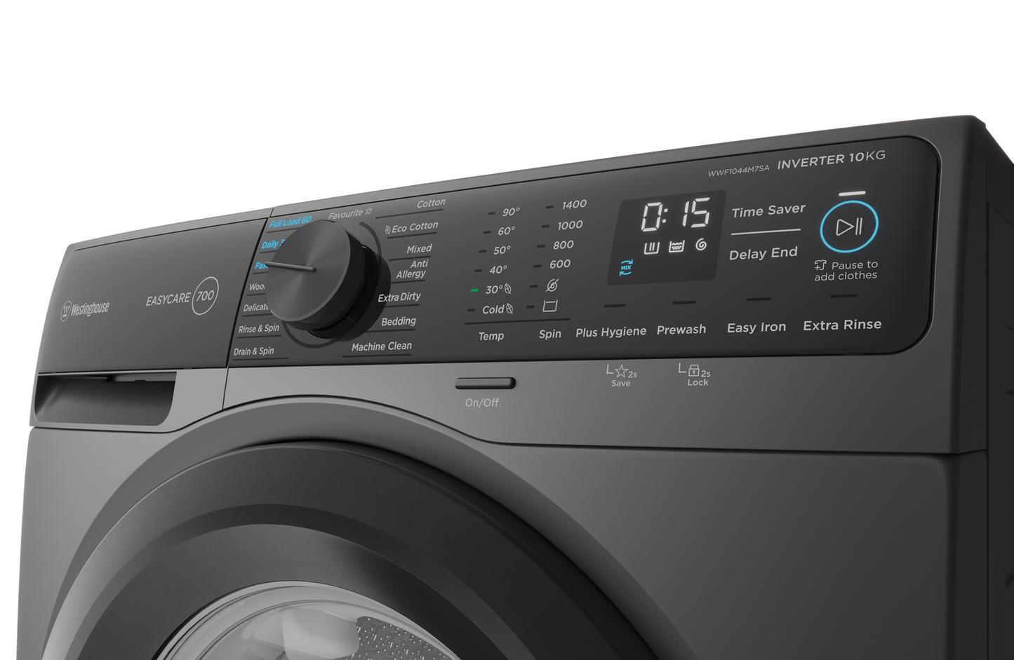 Westinghouse 10kg EasyCare 700 Front Load Washing Machine - Metallic Grey WWF1044M7SA