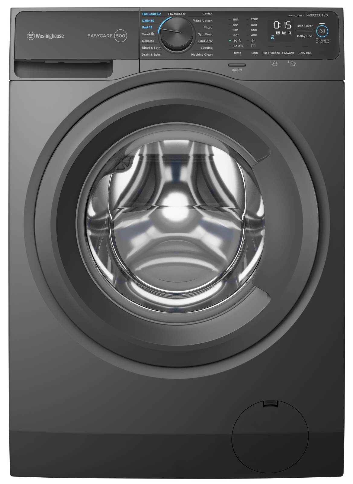 Westinghouse 9kg EasyCare 500 Series Front Load Washing Machine - Metallic Grey WWF9024M5SA