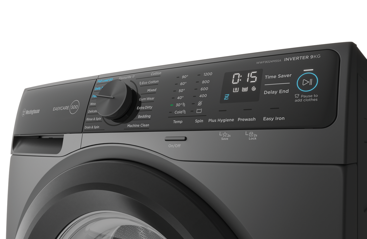 Westinghouse 9kg EasyCare 500 Series Front Load Washing Machine - Metallic Grey WWF9024M5SA